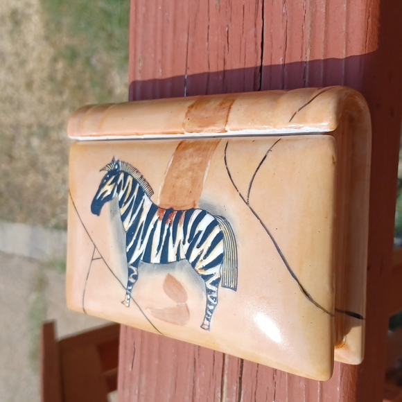 Ceramic Book Zebra Trinket Box - Picture 2 of 7